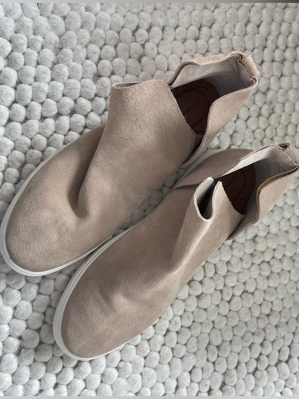 Birdies Slip-On Suede Casual Sneakers in Light Taupe